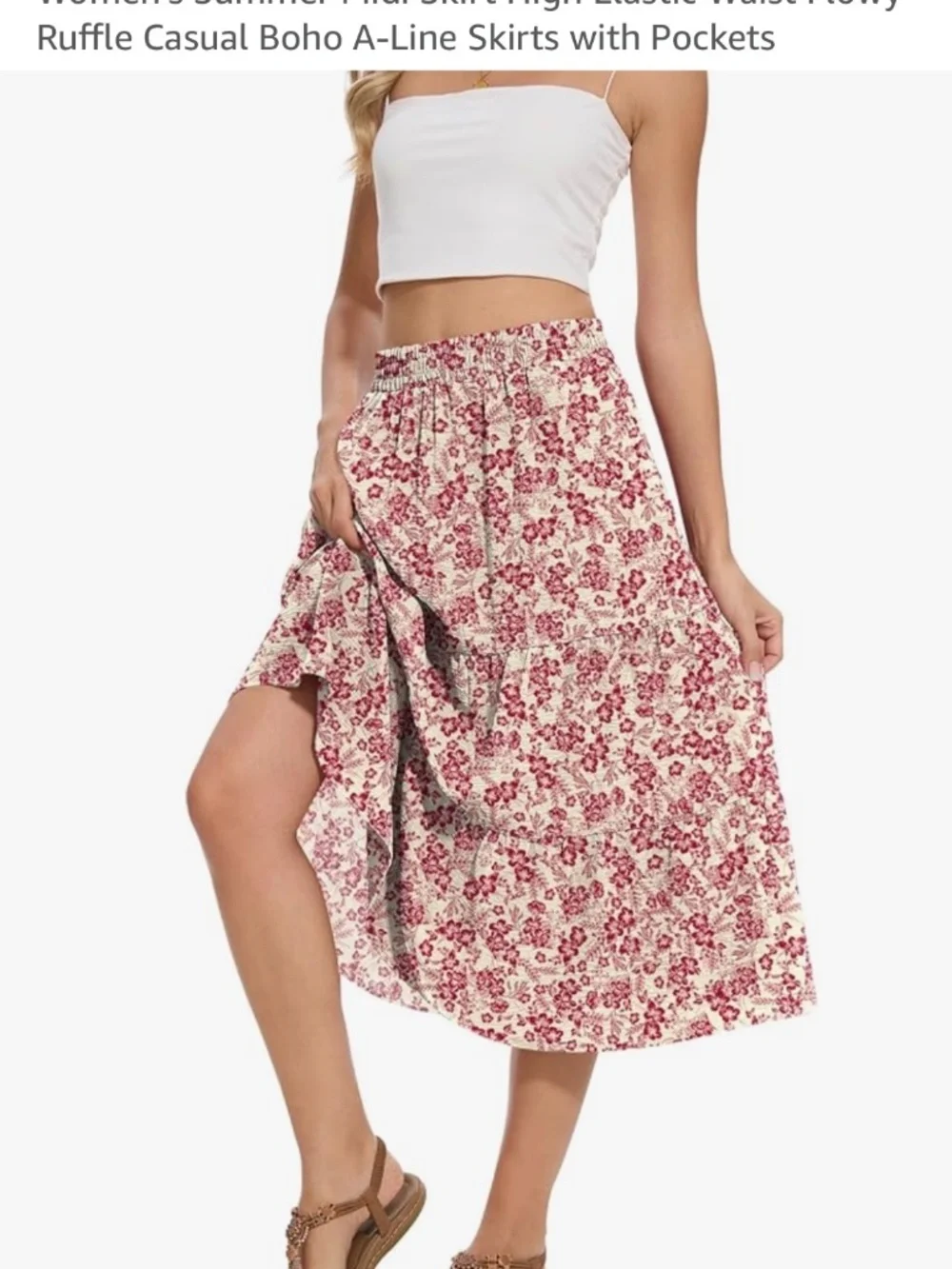 New Floral Patterned Midi Skirt Women’s Size Medium